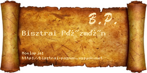 Bisztrai Pázmán névjegykártya